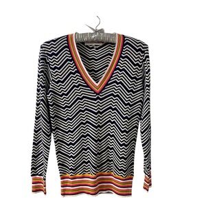 TRINA TURK Take Off Chevron Cotton Sweater